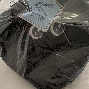 Heart shape Faux Fur, pearl strap crossbody bag